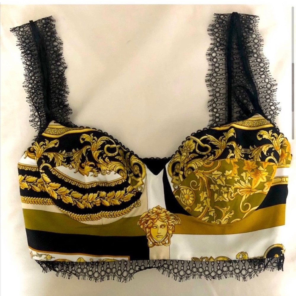 Versace barocco lace bra top